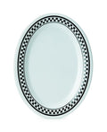 G.E.T. OP-950-X-EC Melamine Oval Serving Platter / Dinner Plate, 9.75" x 7.25", Diamond Chexers (Set of 4)