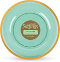 PARTY BARGAINS 13-Inch Charger Plates - 8 Pack, Transparent Green Gold Rim, Heavy-Duty Disposable Chargers for Elegant Dining - Ideal for Weddings and Formal Events
