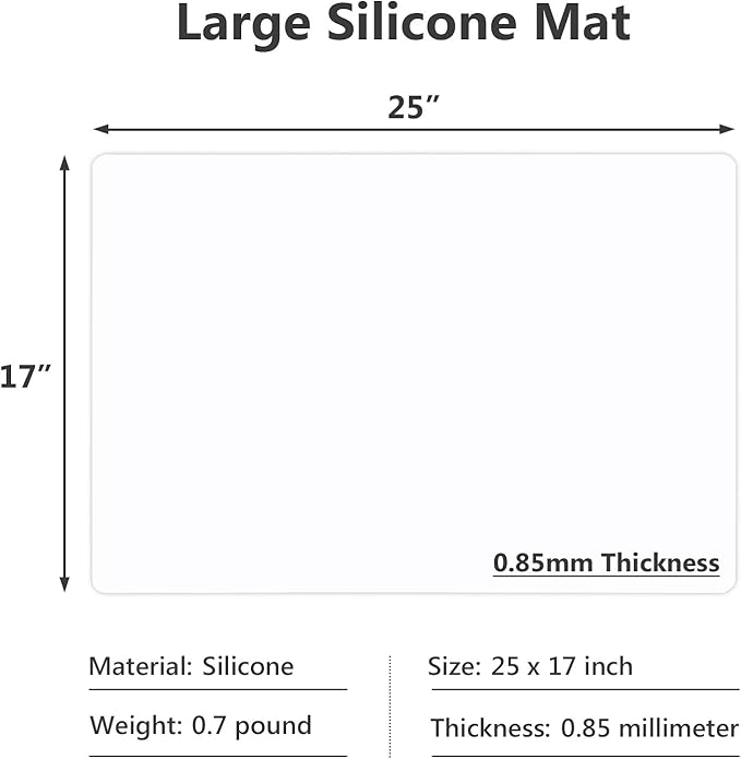 Gartful Silicone Mats for Kitchen Counter, Large Silicone Countertop Protector 25" by 17", Nonskid Heat Resistant Desk Saver Pad, Multipurpose Mat, Placemat, White