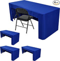 Open Back Fitted Tableclothss for 4 Ft Rectangle Table, 3-Sided Solid Table Covers 24x48 Inch for Craft Fairs, Banquets, Trade Show Display, Royal Blue,4 Pcs