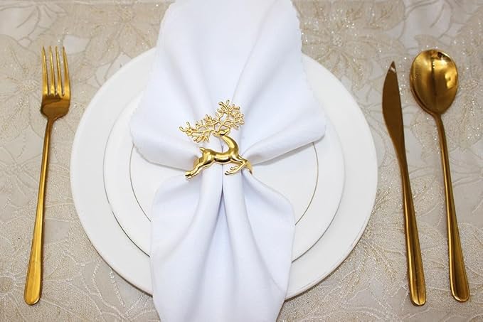 [New Napkin Rings Set of 8 Gold Set of 8 Napkin Rings Christmas, Holidays, Thanksgiving (Deer-3)