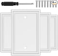 White Decorative Single Blank Light Switch Covers Wall Plate, Natural Material Switch Plates Outlet Covers - Modern Style (1 Gang Blank 4 Pack)