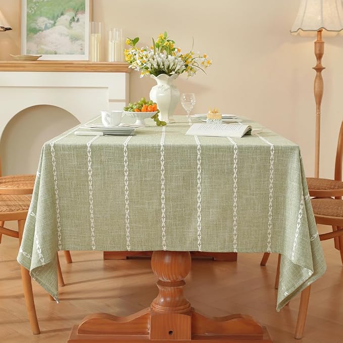 Zobesta Sage Green Tablecloth Rectangle 53 x 98 Inch, Cotton Green Table Cloth Rectangle Table, Washable Farmhouse Soft Boho Tablecloths Rectangular for Party, Holiday, Picnic, Dining, Outdoor,Fall