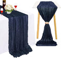 Wedding Cheesecloth Table Runner Bulk Gauze Table Runners Navy Blue 10FT Boho Cheese Cloth Fabric Romantic Wedding Centerpieces for Tables Navy Sheer Chiffon Table Runner for Bridal Party Reception