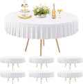 6 Pack White Spandex Round Tablecloths for 72in Table, Stretchy Fitted 6FT Round Table Cloths, Wrinkle Free Table Cover with Skirt for Wedding Birthday Party Bridal Shower Banquet