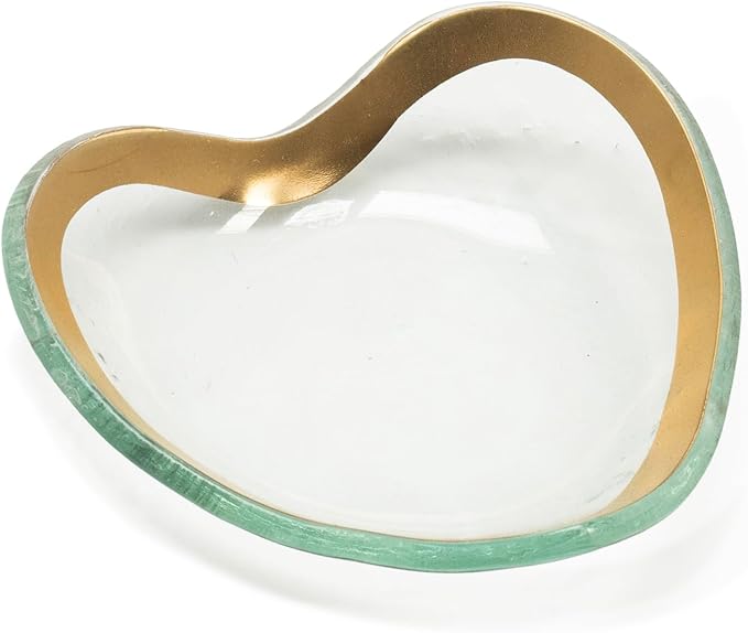 Annieglass 5" Heart Small Bowl with 24k Gold, Timeless Glass Tableware for all Occasions, Made in the USA
