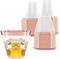 Prestee 100 Rose Gold Plastic Cups - Rose Gold Plastic Cups 9 oz - Party Decorations - Disposable Wine Cup - Clear Cup - Bulk Party Wine Glasses