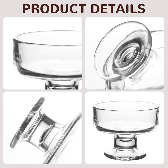 7oz Glass Ice Cream Bowls- Versatile Dessert Bowls & Cups for Mixed Drinks, Desserts, Nuts, Fruit, Pudding & Snacks- Perfect for Parties, Gatherings (8)