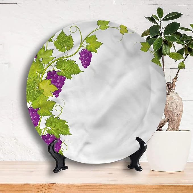 Ceramic Display Plate, Vineyard Ceramic Hanging Decorative Plate, Italian Latin Artistic, 6 Inch, Living Room Kitchen Decoration Household, Multicolor