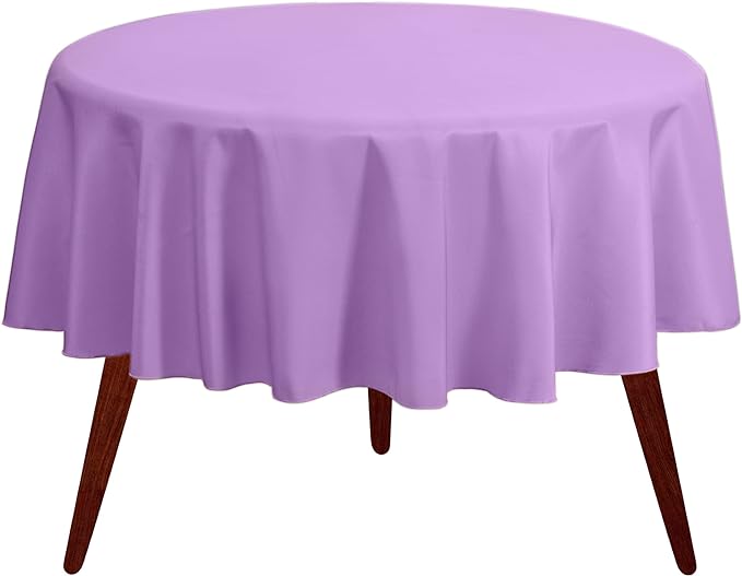 Gee Di Moda Round Tablecloth - 108 Inch Lavender Round Table Cloth for 48 to 72 Inch Round Tables - Heavy Duty Washable Fabric - for Buffet Table, Holiday Party, Dinner, Wedding & Baby Shower