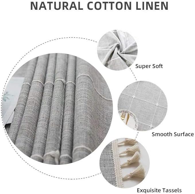 Deep Dream Tablecloths, Embroidered Waterproof Table Cloth Cotton Linen Wrinkle Free Anti-Fading Table Cover Decoration for Kitchen Dinning Party Christmas, 55 x 55 Inch - Gray