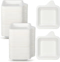 Remerry 200 Pcs Small 4 Inch Paper Plates Bulk Disposable Plates Paper White Square Dessert Cake Party Snack Sugarcane Bagasse Fiber Wedding Birthday Dinner Graduation Pet Feeding (4.41 x 5.24 Inch)