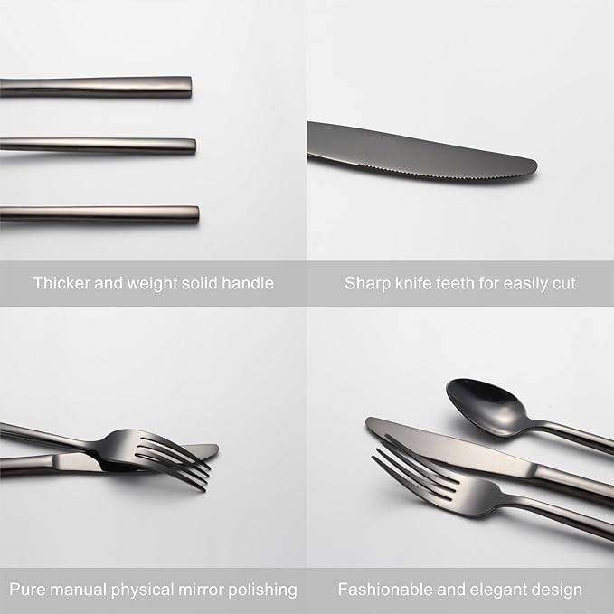 Silverware Set for 4,20 Pieces Forged Stainless Steel Flatware Set Cutlery Set,Heavy Duty and Modern Desgin,Fancy Tableware Cutlery Set for Home,Restaurant,Mirror Polished,Dishwasher Safe