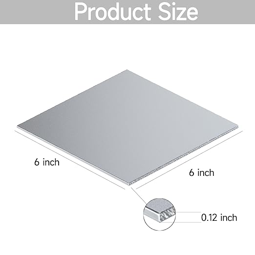 304 Stainless Steel Sheet - 2PCS 6" X 6" X 1/8" Thin Stainless Steel Plate 1/8 Inch Thickness with Protective Film Metal Sheets Shim Stock for Kitchen DIY Crafting (152 x 152 x 3 mm)