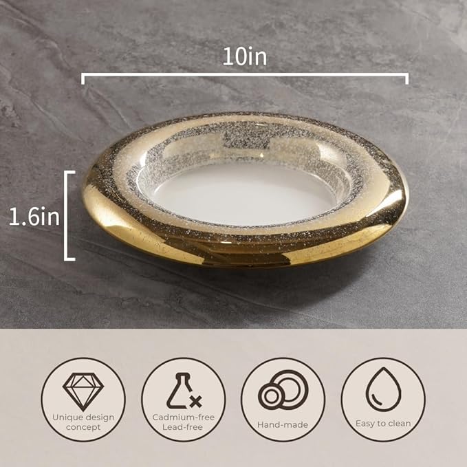 Ceramic Pasta Bowl Plates Set - Ballet Design with Gradient Gold Finish, Dinner Plates for Salad, Pasta & Sushi, Dishwasher Safe, Restaurant & Home Dinnerware