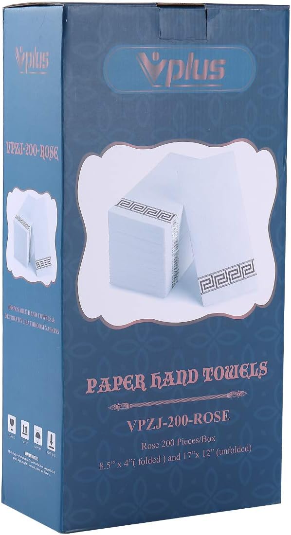 Vplus 200 PACK Guest Towels Disposable Bathroom, Decorative Bathroom Napkins, Soft and Absorbent Disposable Dinner Napkins Cloth Like for Kitchen, Parties, Weddings, Christmas Party(Rose Gold)
