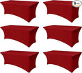 Spandex Table Cloths for 8 Foot Rectangle Tables-6 Pack Fitted Stretch Red Table Covers-Elastic Christmas Tablecloths for Party, Vendor Booth Display, Banquet Buffet Event, Craft Trade Show