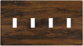 Light Switch Cover Brown Rustic Wood Grain Vintage Wooden Texture 4 Gang Switch Plate Quad Toggle Wall Plates Decorative Switchplate Electrical Outlet Cover for Cabin Bedroom Decor