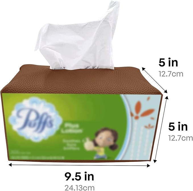 Carrotez Tissue Box Cover, [Refined] Modern PU Leather Rectangular Tissue Box Holder - Decorative Holder/Organizer for Bathroom Vanity Countertop, Night Stands, Office Desk 9.5"X5"X5" - Camel