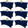 HAISIWLKJ 6 Pack Table Cloth 8ft Navy Blue Tablecloths for Rectangle Folding Table Spandex Fitted Stretch Cover Wrinkle Resistant Washable Protector for Party, Wedding, Banquet, Festival.