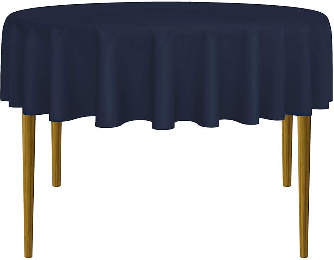 Lann's Linens - 70" Round Premium Tablecloth for Wedding/Banquet/Restaurant - Polyester Fabric Table Cloth - Navy Blue