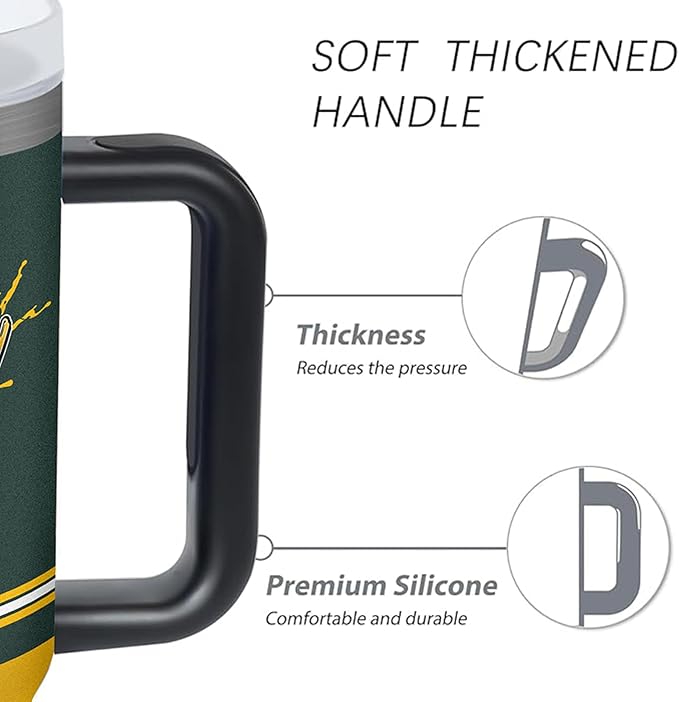 Green 30 oz Tumbler with Handle and Straw,Car cup,Coffee Mug,100% Leakproof Insulated Tumbler with Lid and Straw,Made of Stainless Steel,Cup Holder Friendly Base,Classic Collection Gifts for Fans