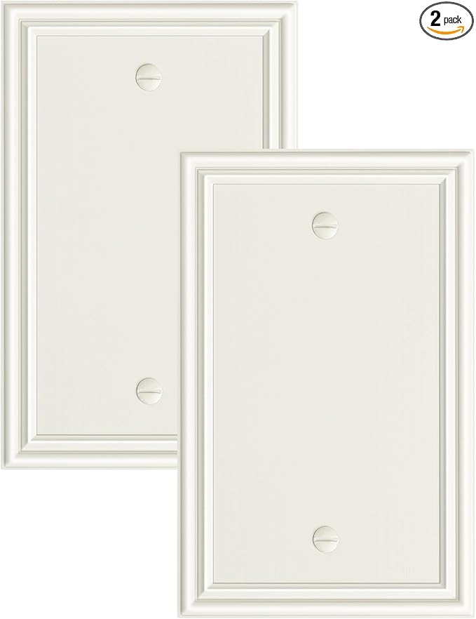 2-Pack Single Blank Wall Plate, Durable Solid Zinc Alloy Blank Wall Plate Cover, Light Almond Blank Switch Plate Cover, Corrosion Resistant