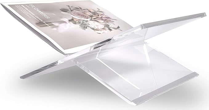 Honygebia Clear Acrylic Book Stands - Cross Frame Acrylic Book Holder, Open Bookstand for Display and Reading, Suitable for Art, Bible, Cookbook, Easel, Magazine, Textbooks 12.5" x 9.5" x 5.5"