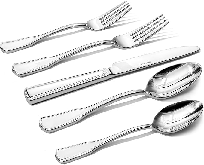KINGSTONE 30-Piece Silverware Set, 18/10 Stainless Steel Flatware Set for 6, Tableware Cutlery Set, Utensil Sets for Home Restaurant, Mirror Finish, Dishwasher Safe