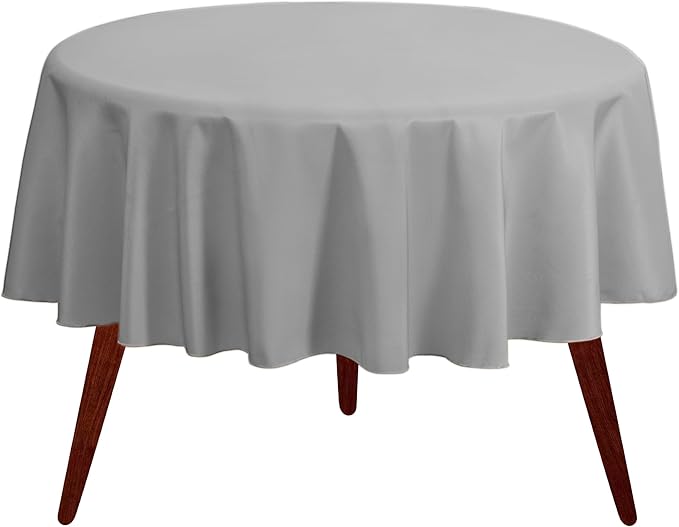 Gee Di Moda Round Tablecloth - 108 Inch Charcoal Round Table Cloth for 48 to 72 Inch Round Tables - Heavy Duty Washable Fabric - for Buffet Table, Holiday Party, Dinner, Wedding & Baby Shower