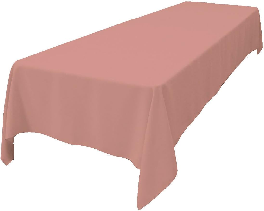 LA Linen Polyester Poplin Washable Rectangular Tablecloth, Stain and Wrinkle Resistant Table Cover 60x144, Fabric Table Cloth For Dinning, Kitchen, Party, Holiday 60 by 144-Inch, Dusty Rose