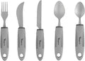 Restaurantware Adaptive Utensils - 1 count Stainless Steel, 9.843 x 5.118 x 1.575 Inches, Ergonomic Eating Aids, Non-Slip Utensil Set for Arthritis, Secure Grip Design, Gray