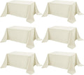 6-Pack Ivory Tablecloths for Rectangle Tables, 90 x 156 Inches, Stain-Resistant Polyester Fabric for 8 Foot Tables - Washable Table Covers for Weddings, Banquets, Birthday Parties, Events