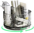 Rotating Pencil Holder, Desk Organizer with Multi-Compartment Design-Stylish, Functional Storage Solution for Home Offices, Classroom, Art Supplies Storage (Light gray ripple)