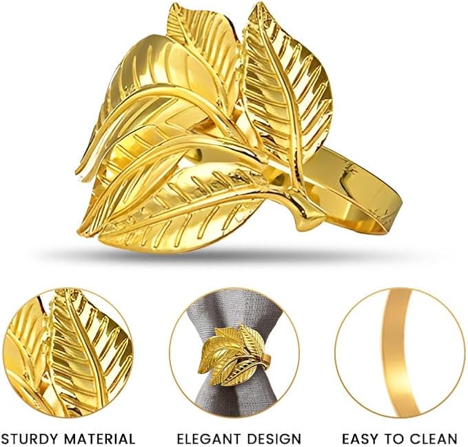 Decozen Set of 16 Gold Napkin Rings in Turtle Design Festive Table Decor Setting for Holiday Wedding, Birthday, Kitchen, Home Decor Housewarming Gift - Mothers Day Decorations