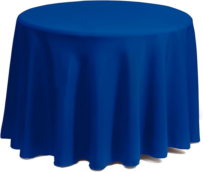 Gee Di Moda Round Tablecloth - 90 Inch Royal Blue Round Table Cloth for 30 to 60 Inch Round Tables - Heavy Duty Washable Fabric - for Buffet Table, Holiday Party, Dinner, Wedding & Baby Shower
