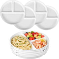 Lounsweer Set of 8 Pcs Portion Control Plate Ceramic Divided Bariatric Plates 3 Compartment Reusable Dinner Plates for Weight Loss Balanced Meal (8 Inch)