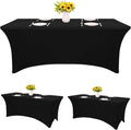 HAISIWLKJ 3 Pack Table Cloth 8ft Black Tablecloths for Rectangle Folding Table Spandex Fitted Stretch Table Cover Wrinkle Resistant Washable Table Protector for Party, Wedding, Banquet, Festival.