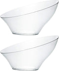 PLASTICPRO Disposable Angled Plastic Bowls Round Medium Serving Bowl, Elegant for Party's, Snack, or Salad Bowl, Clear Pack of 4
