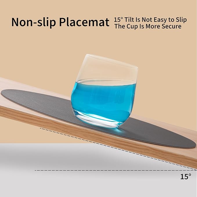 Myir JUN Round Placemats Set of 6 Faux Leather Place Mats and Coasters 15 inch Round Table Mats Dual Sided Non-Slip Stain Resistant Placemats (Gray & Beige, Set of 6)