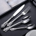 Silverware Set for 6 Durable 18/10 Stainless Steel Flatware Set Palace Style Modern Cutlery Utensils Set 24 Piece Include Knives Forks and Spoons Tableware Set for Home Kitchen Restaurant