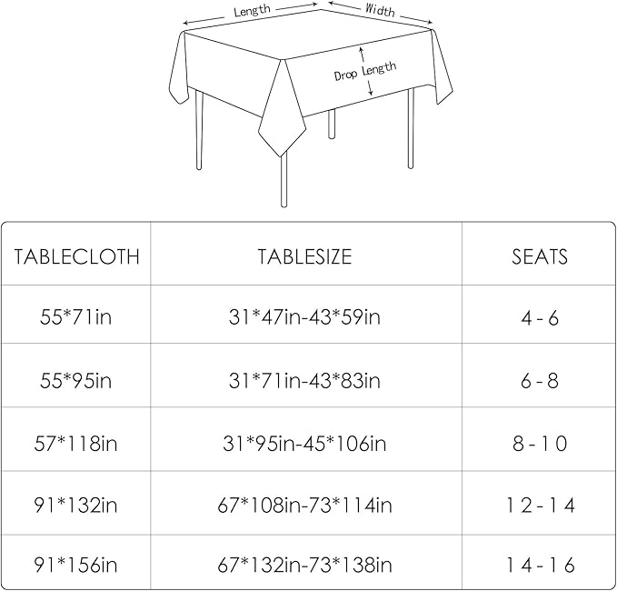 BALCONY & FALCON Table Cloth – Waterproof, Wrinkle Resistant & Washable Large Rectangle Tablecloth and Table Cover for Dining Room, Kitchen, Outdoor, Party & Birthday Use (Hunter Green, 91" x 132")