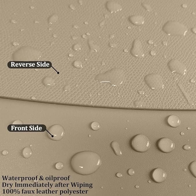 Faux Leather Placemats and Coasters Set of 2, Round Leather for Dinner Table Mats Heat Resistant Non-Slip Washable Insulation Coffee Mats Kitchen Place Mats Nordic Style,Apricot
