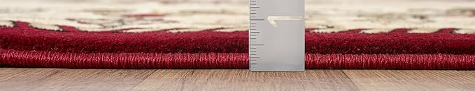 Modern 2x7 Traditional Burgundy Living Room Rug - Area Rugs for Living Room, Dining & Bedroom - Hand Carved Runner Carpet - Durable Polyester - Non-Fade, Stain-Resistant - Turkish Made