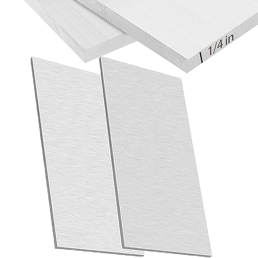 KEILEOHO 2 PCS 6 x 12 Aluminum Sheet Metal, 1/4 Inch Thick Heavy Duty Aluminum Sheets Plates with Protective Film, 6061 T6 Flat Plain Aluminums Plate for Industrial Crafting Framing Base Plate
