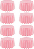 8 Pack Pink Round Tablecloth 120 Inch Valentine’s Day Table Cloth for Round Tables, Washable Polyester Fabric Stain and Wrinkle Resistant Decorative Table Cover for Wedding Party Dining Banquet