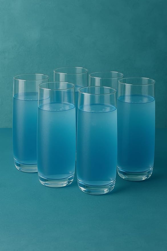 Modern Highball Glasses, 16 oz Clear Glass Tumblers for Water and Cocktails, Set of 6