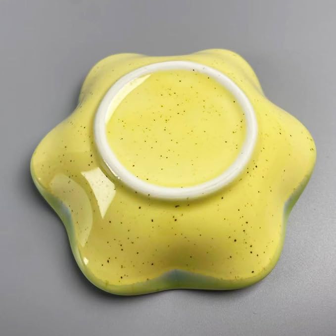 Jewelry Dish Tray - Ceramic Trinket Tray for Rings, Keys, Earrings | Decorative Key Bowl for Women, Gift for Friends, Sisters, Daughter, Mother, Lotus leaf shap, Jewelry Trays (Pale Yellow)