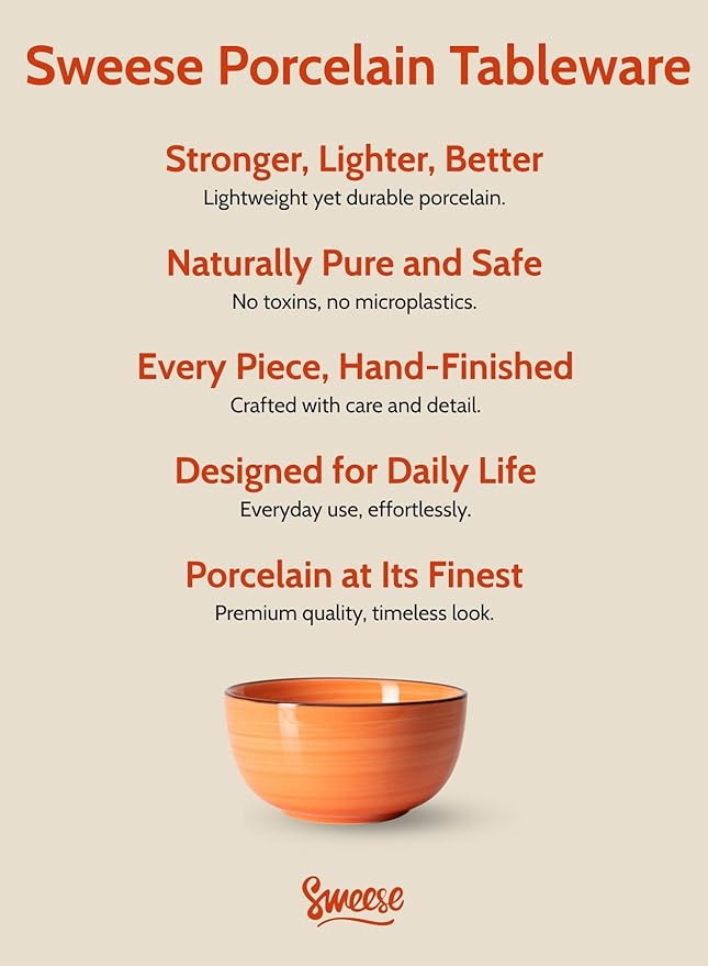Sweese 10 Oz Ceramic Ice Cream Bowls, Set of 6 - Multicolor Dessert, Cereal, Soup Bowls, Dishwasher Microwave Safe