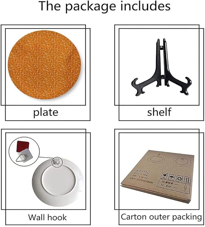 Ceramic Plates, Dog Bone Decorative Ceramic Plates, Pattern with Paw Prints Bones and Hearts Veterinary, 8 Inch, for Dining, Parties, Wedding, Marigold Burnt Orange and White